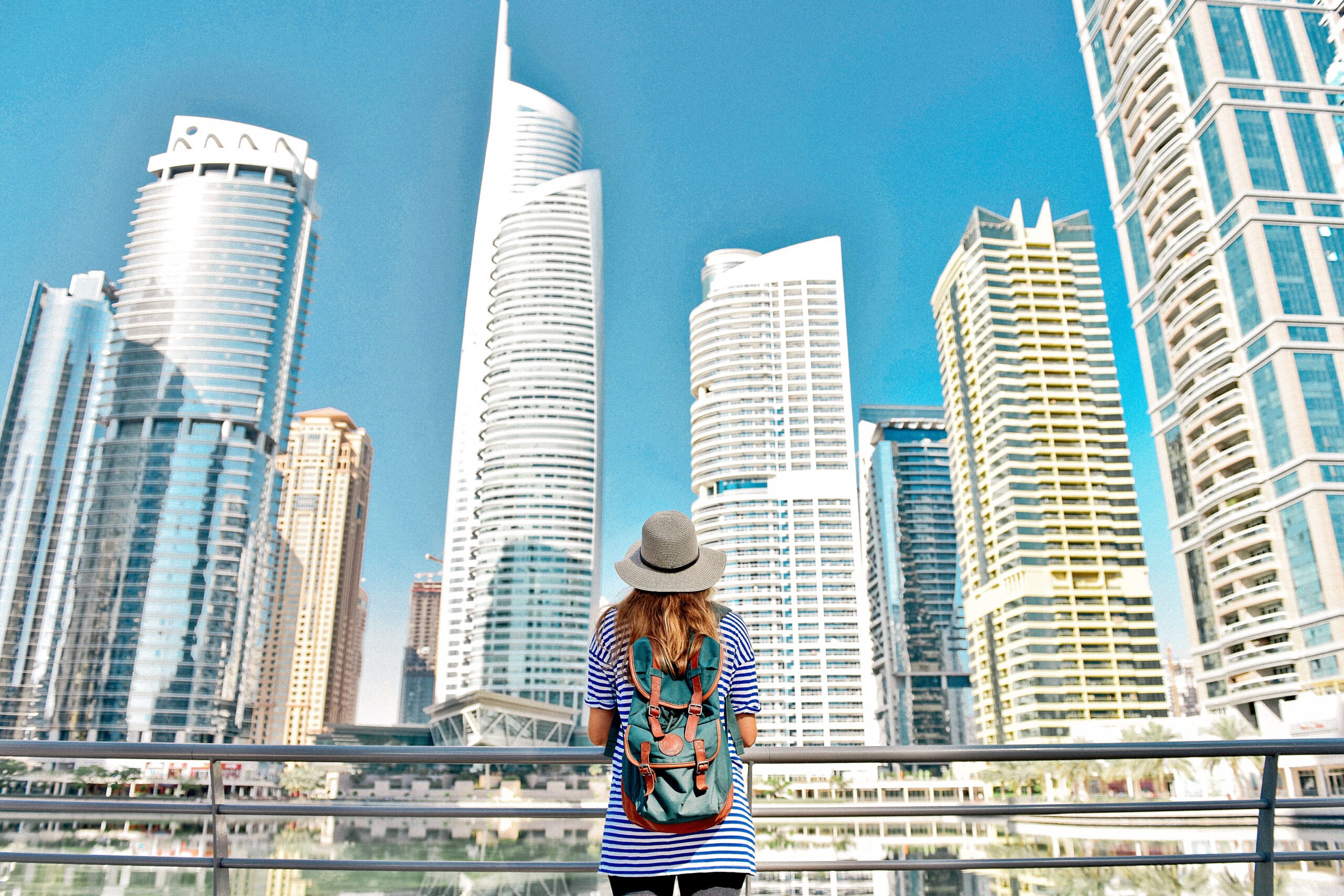 woman in big city